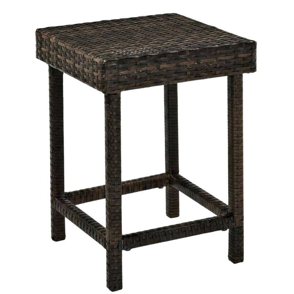 Front. Outdoor Escape - Brown Wicker Bar Stools Set of 2 for Patio - Brown.