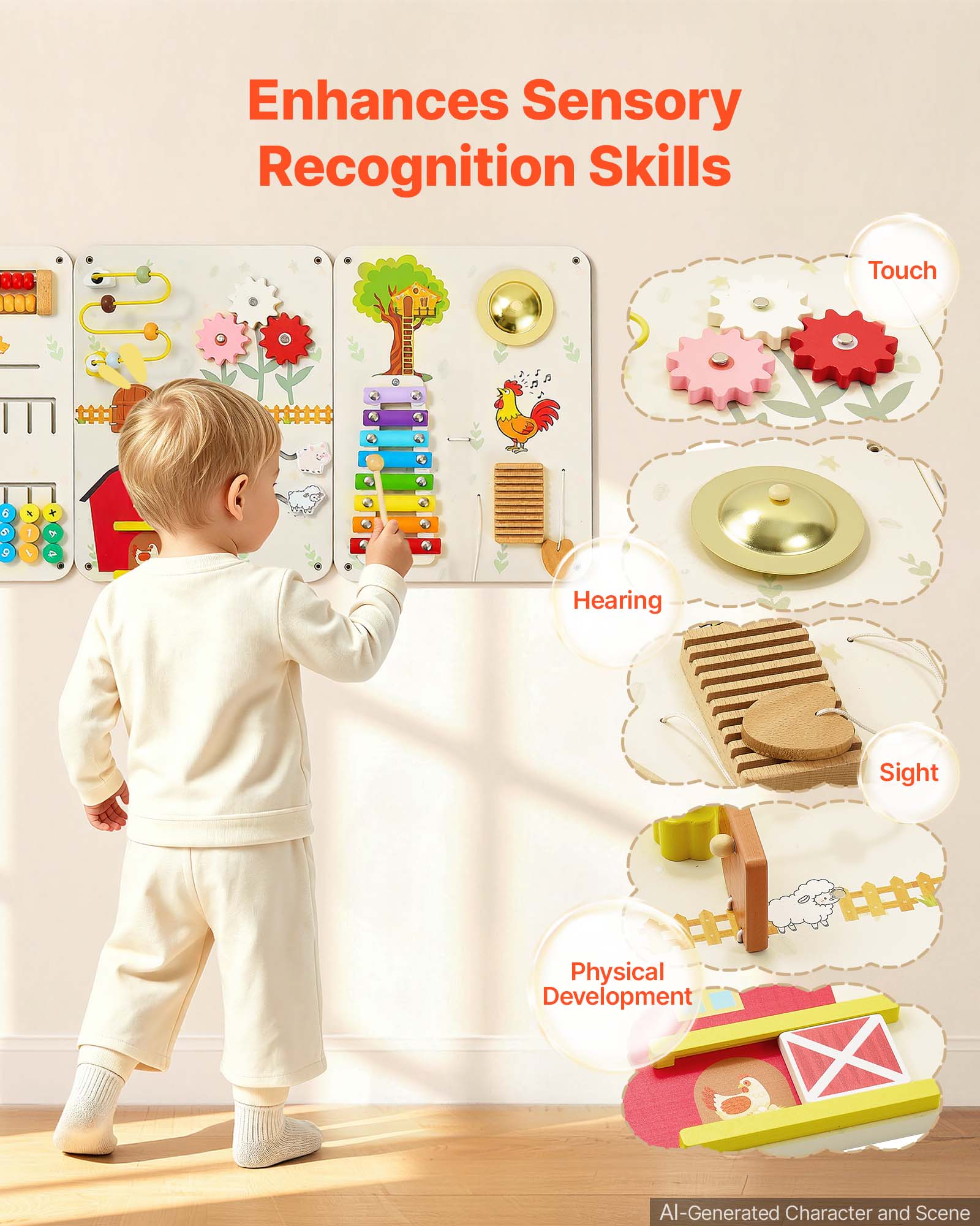 Enhances Sensory Recognition Skills

Touch
6
X

5
1
4

/
Hearing
Sight
Physical Development
AI-Generated Character and Scene