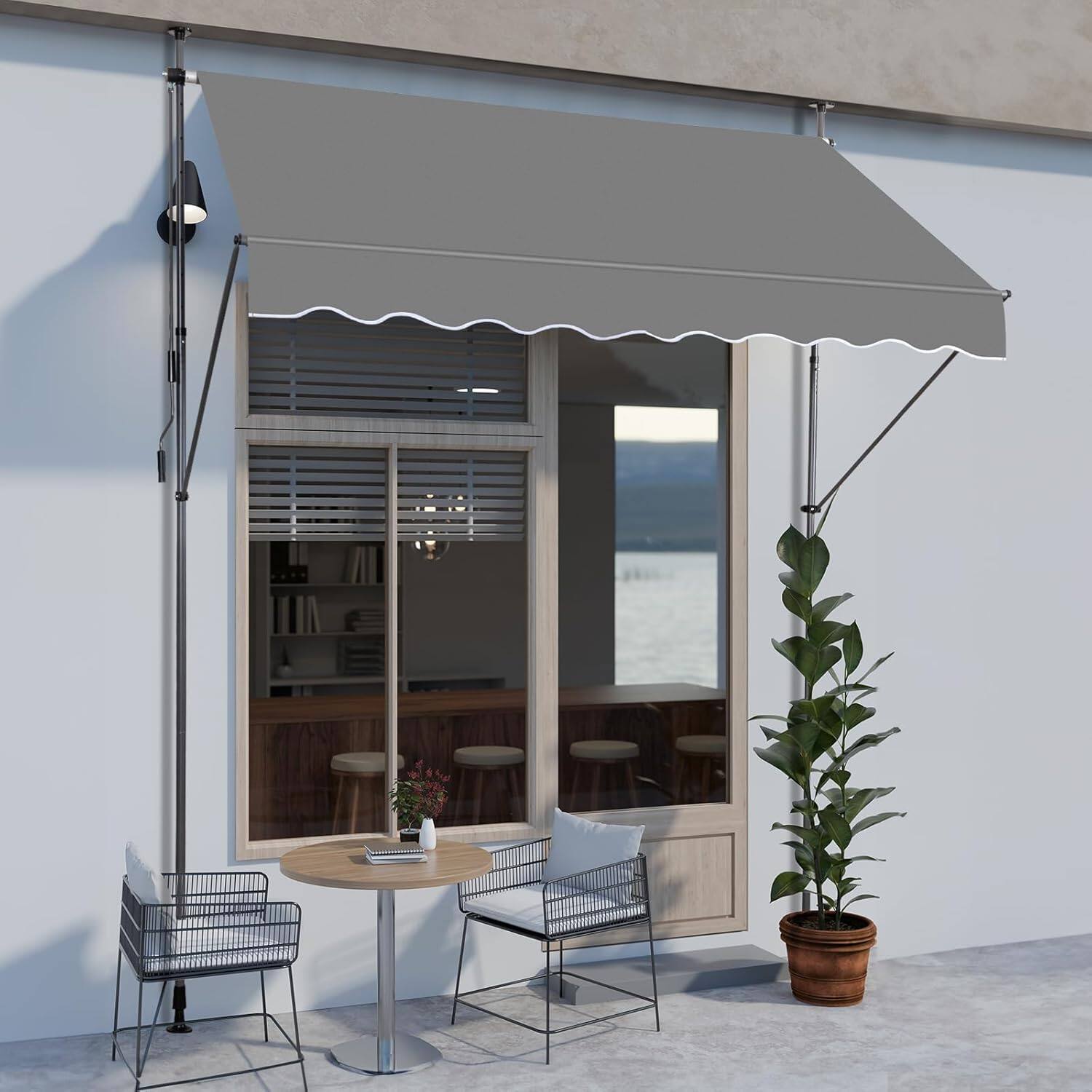 Alt View 1. Winado - Manual Retractable Awnings for Patio, 78"x118" Patio Awning Door Awning Exterior Adjustable Door Canopy with UV Protecti.