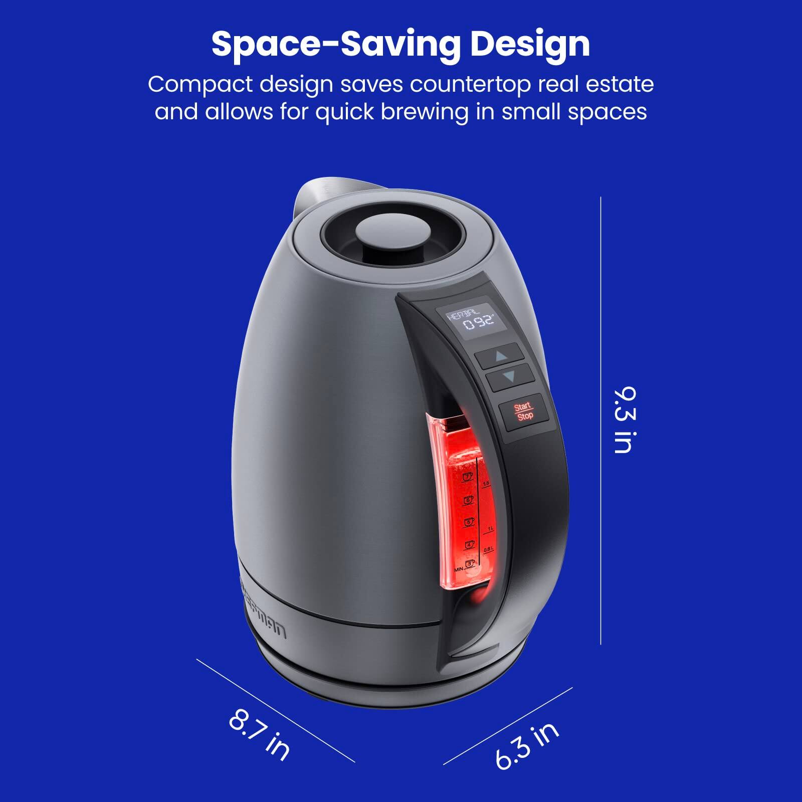 Space-Saving Design  
Compact design saves countertop real estate and allows for quick brewing in small spaces  

9.3 in  
8.7 in  
6.3 in