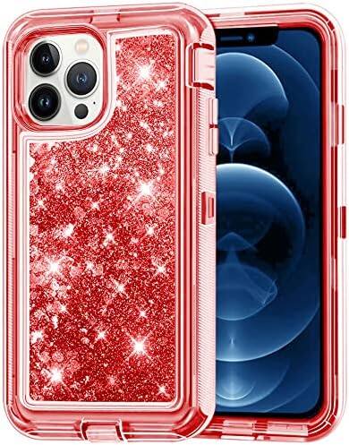 Angle. Entronix - Entronix iPhone 13 Pro Case - Liquid Glitter Heavy Duty Triple-Layer Protection - Rose Gold.