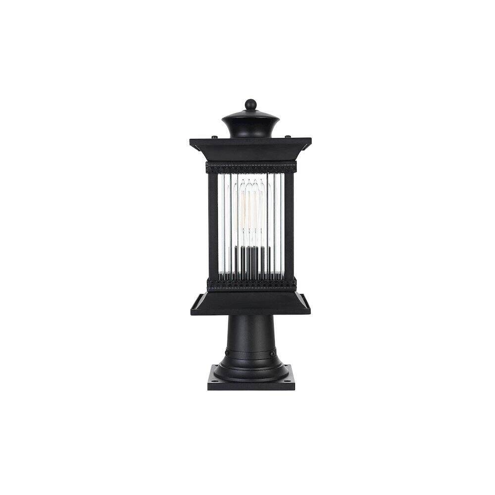 Left. Elegant Lighting - Collins 7 inch Outdoor Pendant in Black - Black.