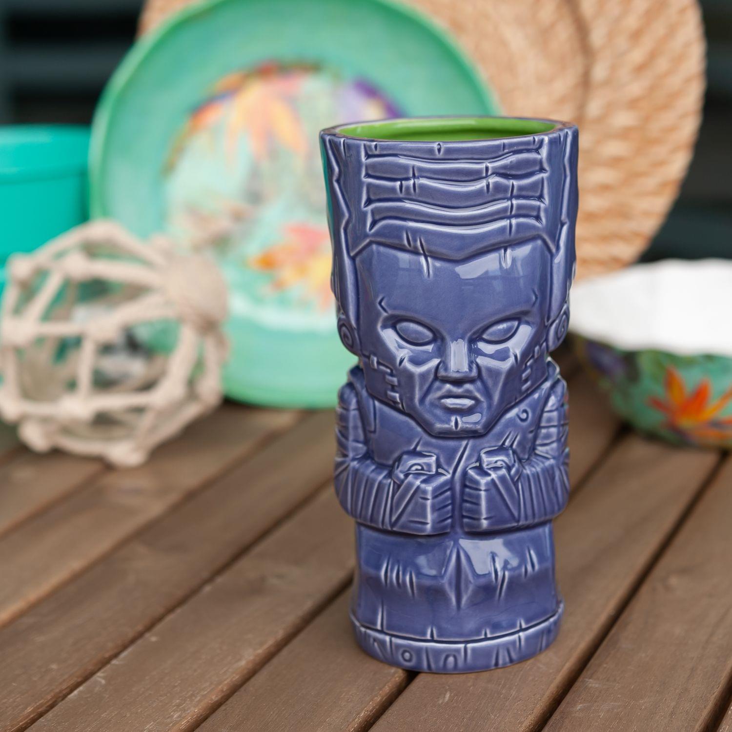 Alt View 3. ThinkGeek - Geeki Tikis Monsters Frankenstein's Bride Ceramic Mug | Holds 20 Ounces - Blue.