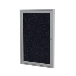 Ghent - 1 Door Enclosed Recycled Rubber Bulletin Board with Satin Frame, 3'H x 2'W, Confetti