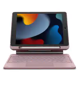Dexnor - Keyboard & Case for iPad 9th/8th/7th Gen with Cantilever Magnetic Stand,Trackpad,Pencil Holder, Backlit Keyboard - Peony Pink
