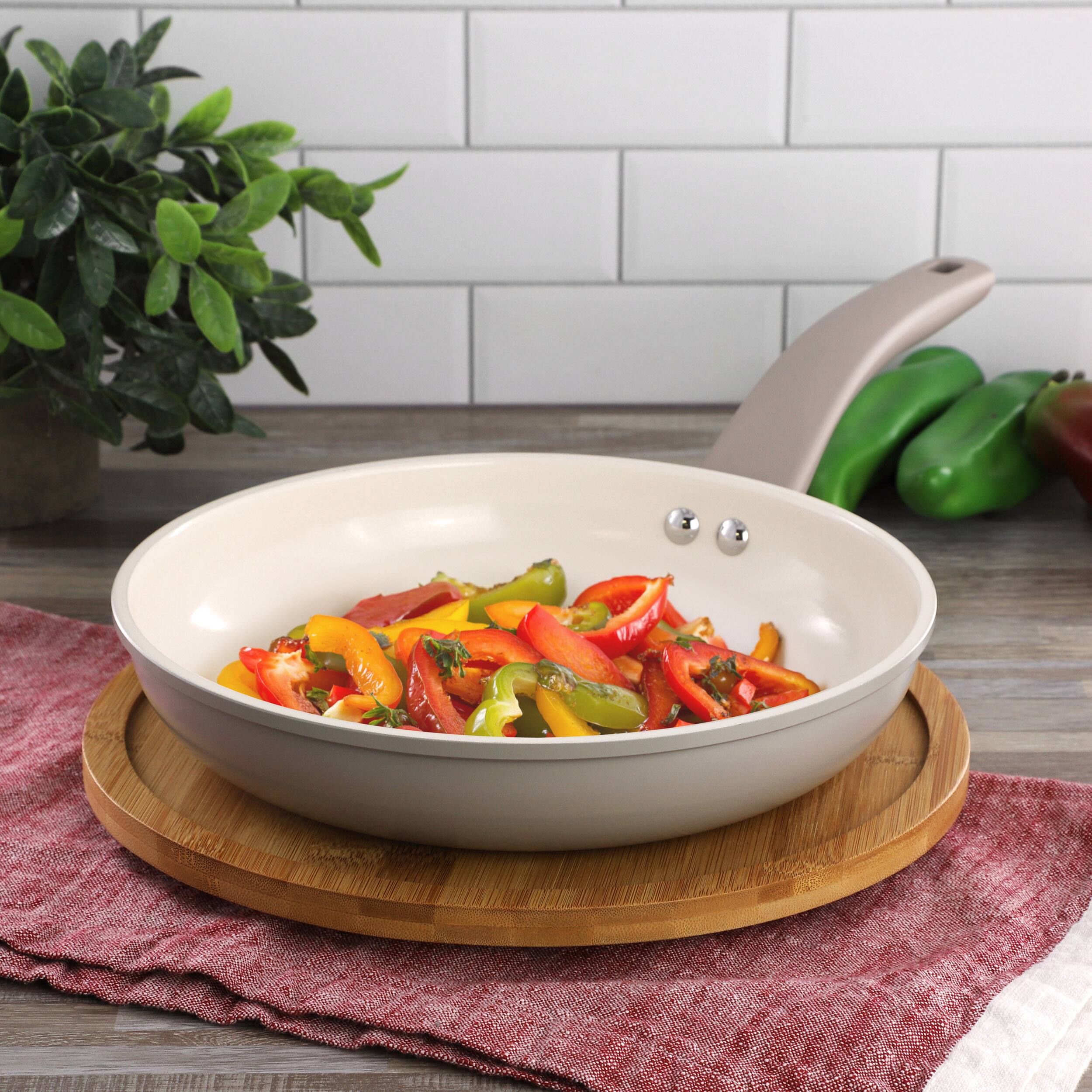Alt View 6. Oster - Oster Sutterville Choice 9.5 Inch Ceramic Nonstick Frying Pan in Beige - Beige.