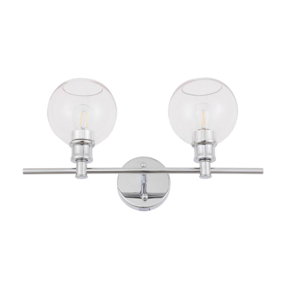 Alt View 7. Living District - Collier 2 light Chrome and Clear glass Wall sconce - Chrome And Clear Glass.
