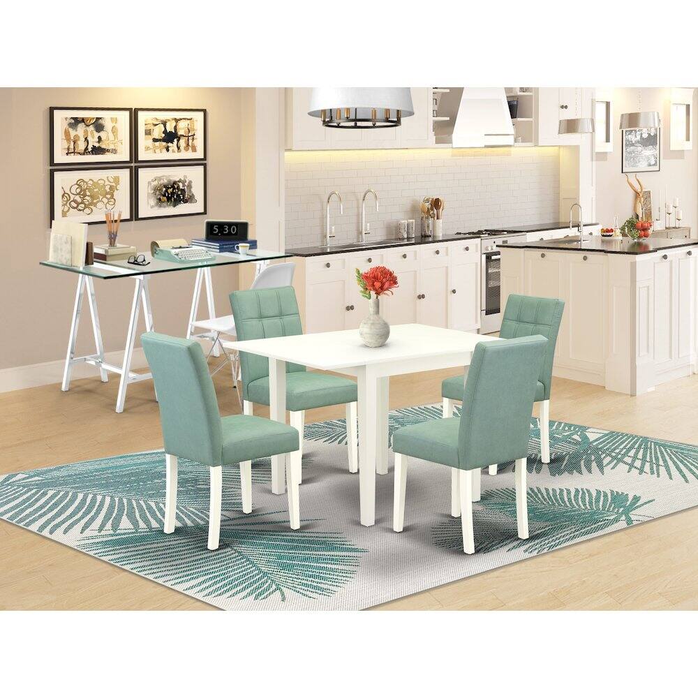 Alt View 10. East West Furniture - 5 Piece Mid Century Dining Set - White.