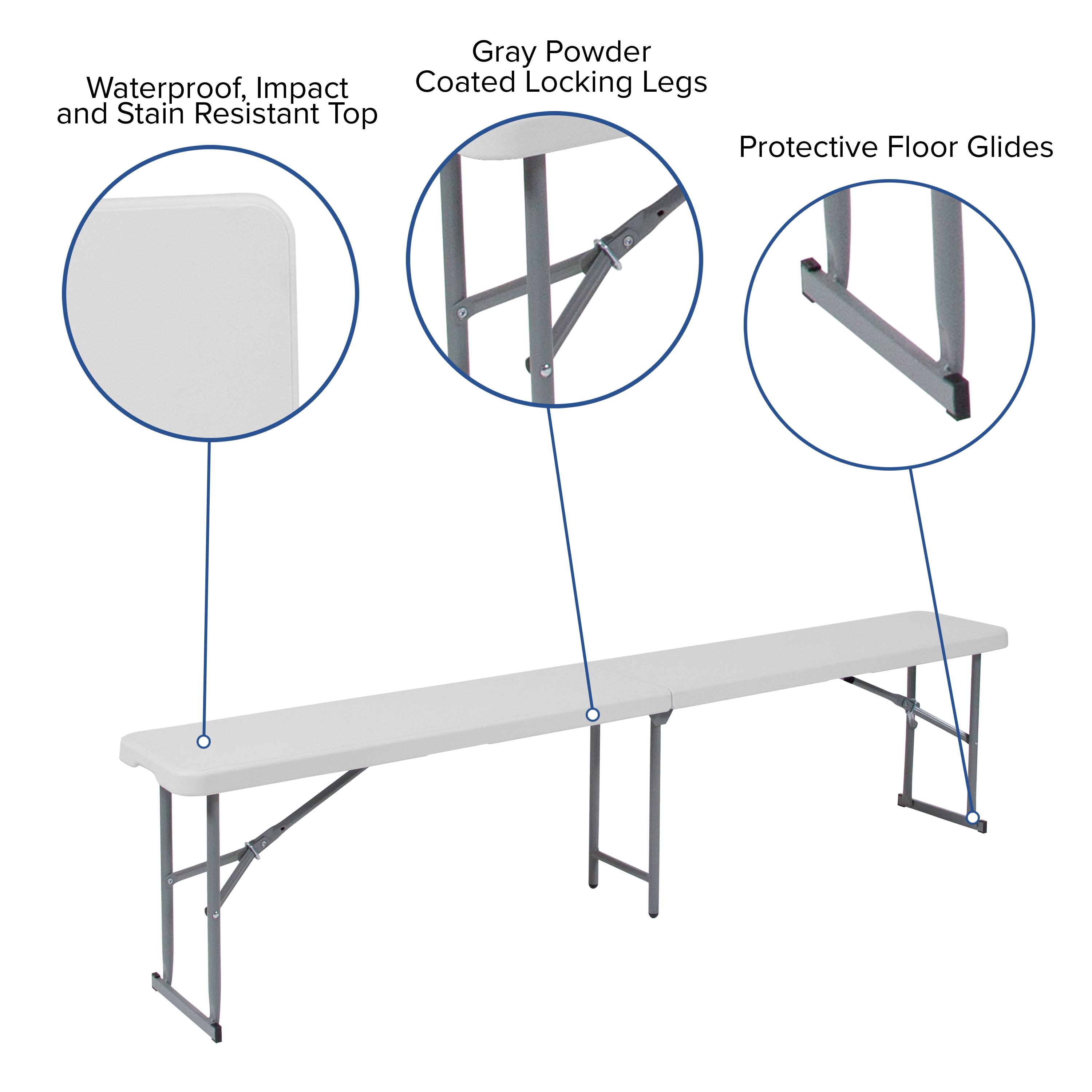 Gray Powder Coated Locking Legs, Waterproof, Impact and Stain Resistant Top, Protective Floor Glides