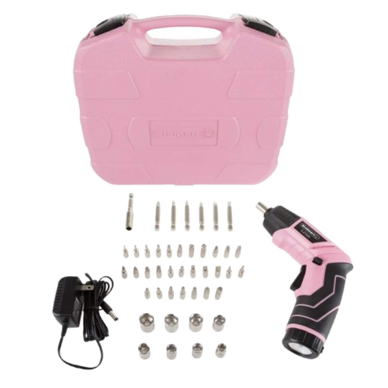 Home Collection - 3.6V Rechargeable Cordless Screwdriver & Socket Set 45 Piece Girls Tool Kit
