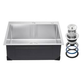 VEVOR - 25 inch Kitchen Sink Workstation, 304 Stainless Steel Top Mount Sinks, Drop-In Single Bowl Farmhouse Basin - Silver