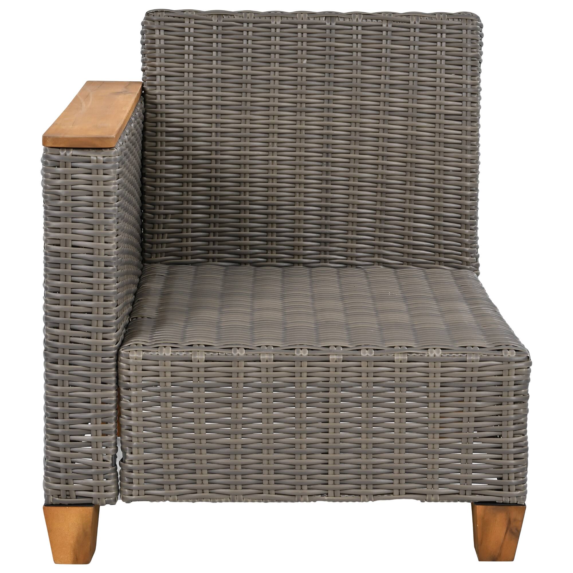 Alt View 7. Mondawe - 8-Piece Wicker Conversation Set with Swivel Rocking Chairs and Acacia Storage Table - Beige+Brown.