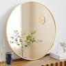 Bestier - 24 in. Round Wall Mirror for Over Sink, Circle Mirror for Bathroom, Entryway, Bedroom, Vanity - Gold