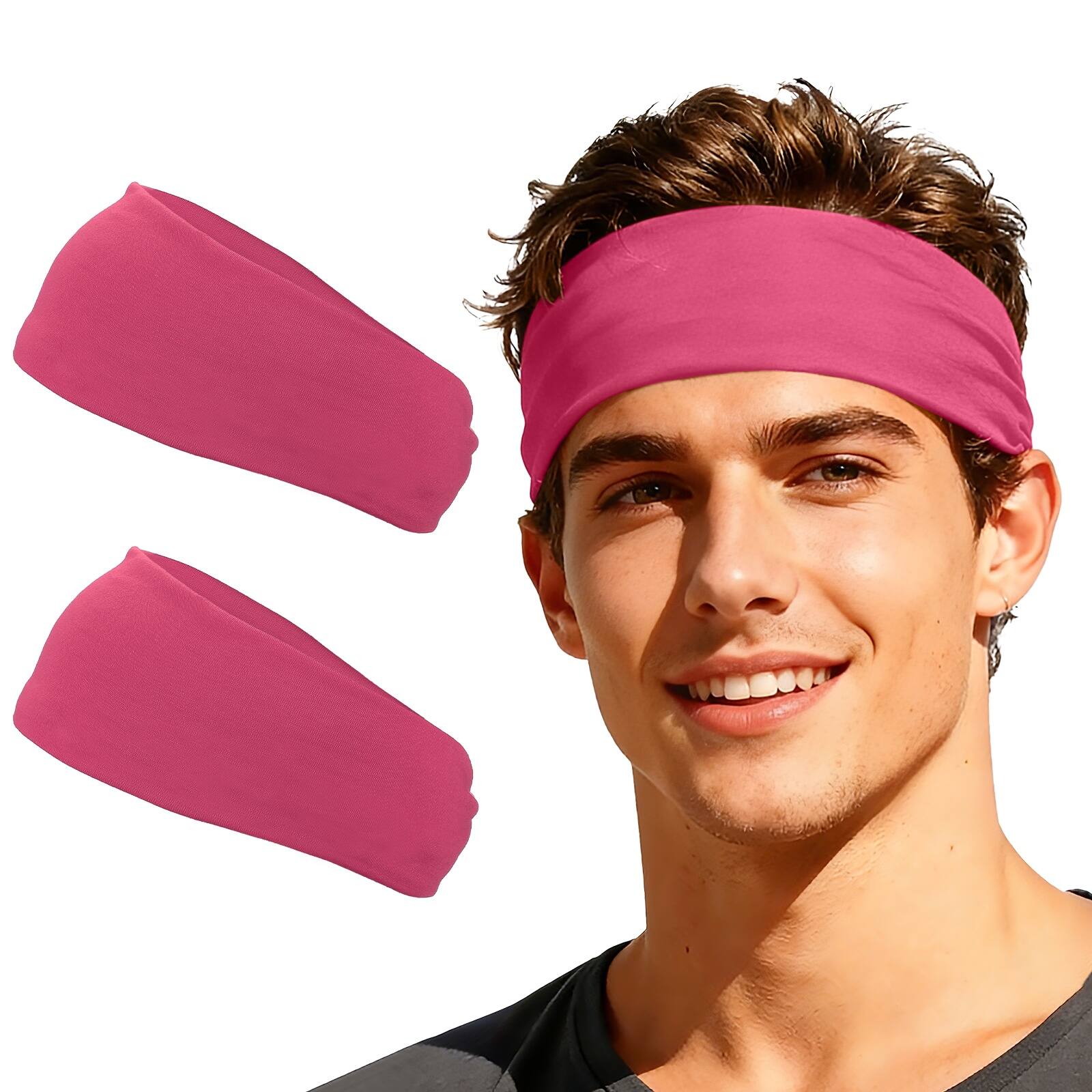 Unique Bargains - Sport Headbands for Men & Women, Stretchy Sweatband Absorbent Headbands, 2pcs - For Yoga/Sports/Running/Fitness/Cycling - Rose Red price history on PriceWatchPro
