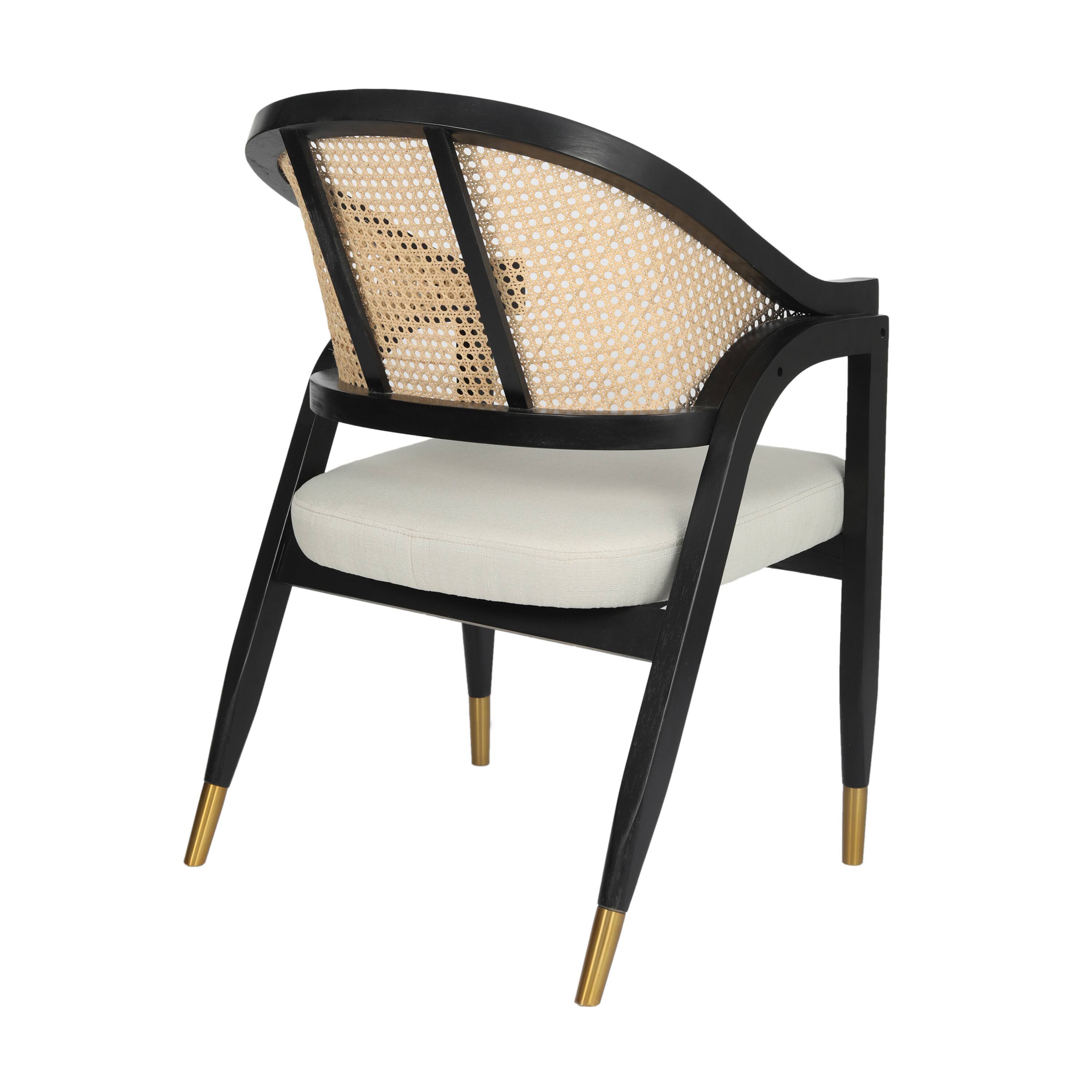 Alt View 7. Emma + Oliver - Willa Cane Rattan Dining or Accent Chair with Solid Wood Frame, Woven Backrest and Cushioned Seat - Black.