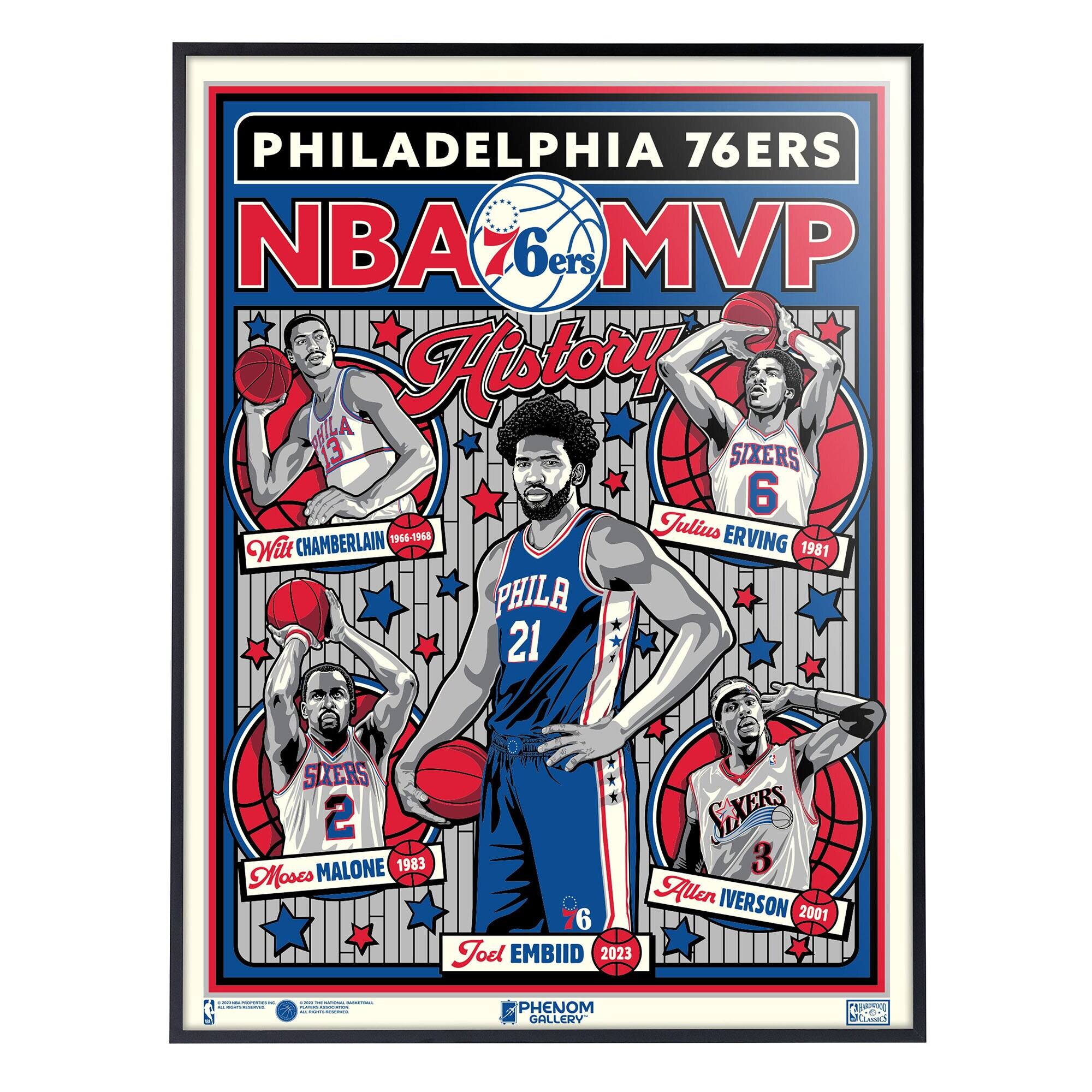 Phenom Gallery - Philadelphia 76ers 18" x 24" Deluxe Framed Serigraph Print - Multicolor