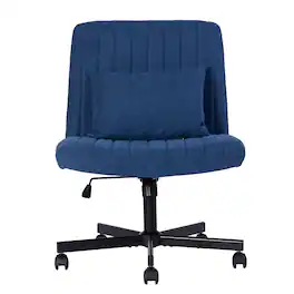 Spaco - Modern Linen Office Chair with Criss Cross Base, Adjustable Swivel Desk Chair for Home Office and Study Room - Blue