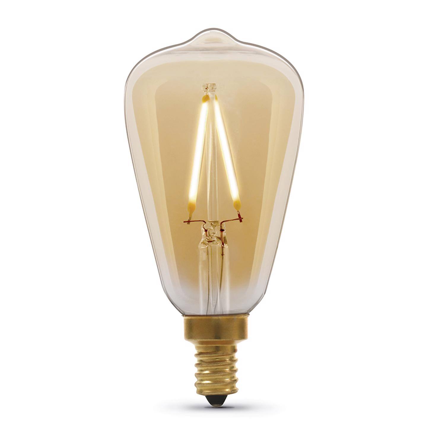 Angle. FEIT ELECTRIC - Feit ST15 E12 (Candelabra) Filament LED Bulb Amber Soft White 25 Watt Equivalence 1 pk.