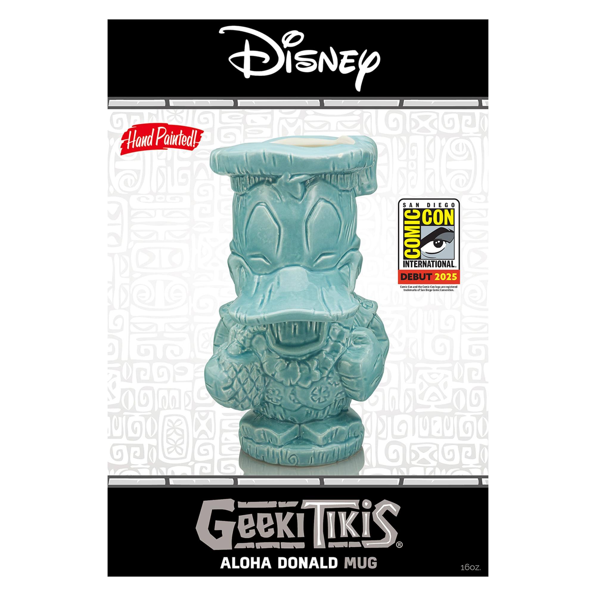 Disney Hand Painted!  
S&N SAN DIEGO COMIC INTERNATIONAL DEBUT 2025  
Geeki Tikis  
ALOHA DONALD MUG 16oz