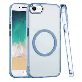 Kitcheniva - Hybrid Raised Camera Bezel Magnetic Circle Phone Case With Tempered Glass For iPhone 16e/17e - Light Blue