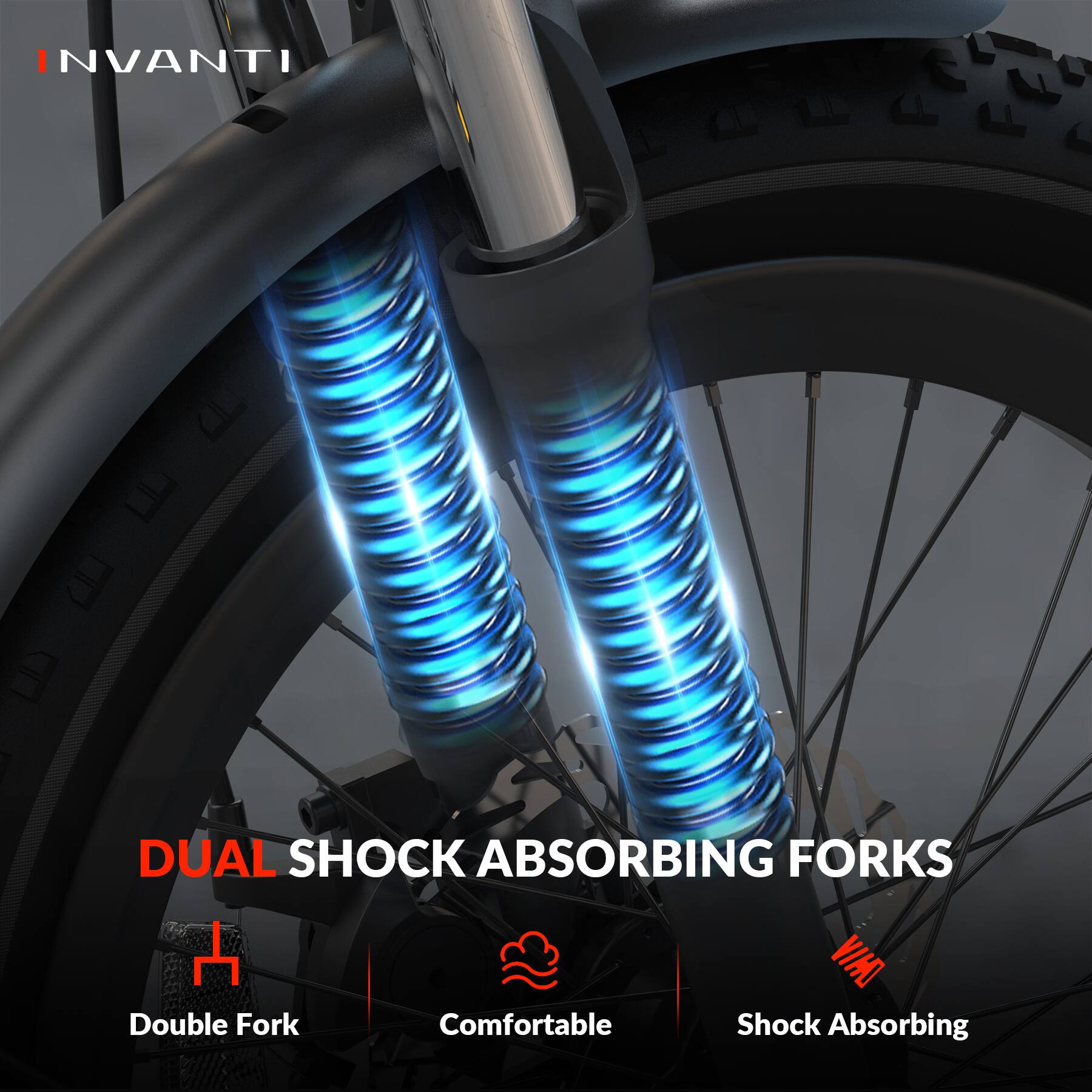 NVANTI DUAL SHOCK ABSORBING FORKS

- Double Fork
- Comfortable
- Shock Absorbing