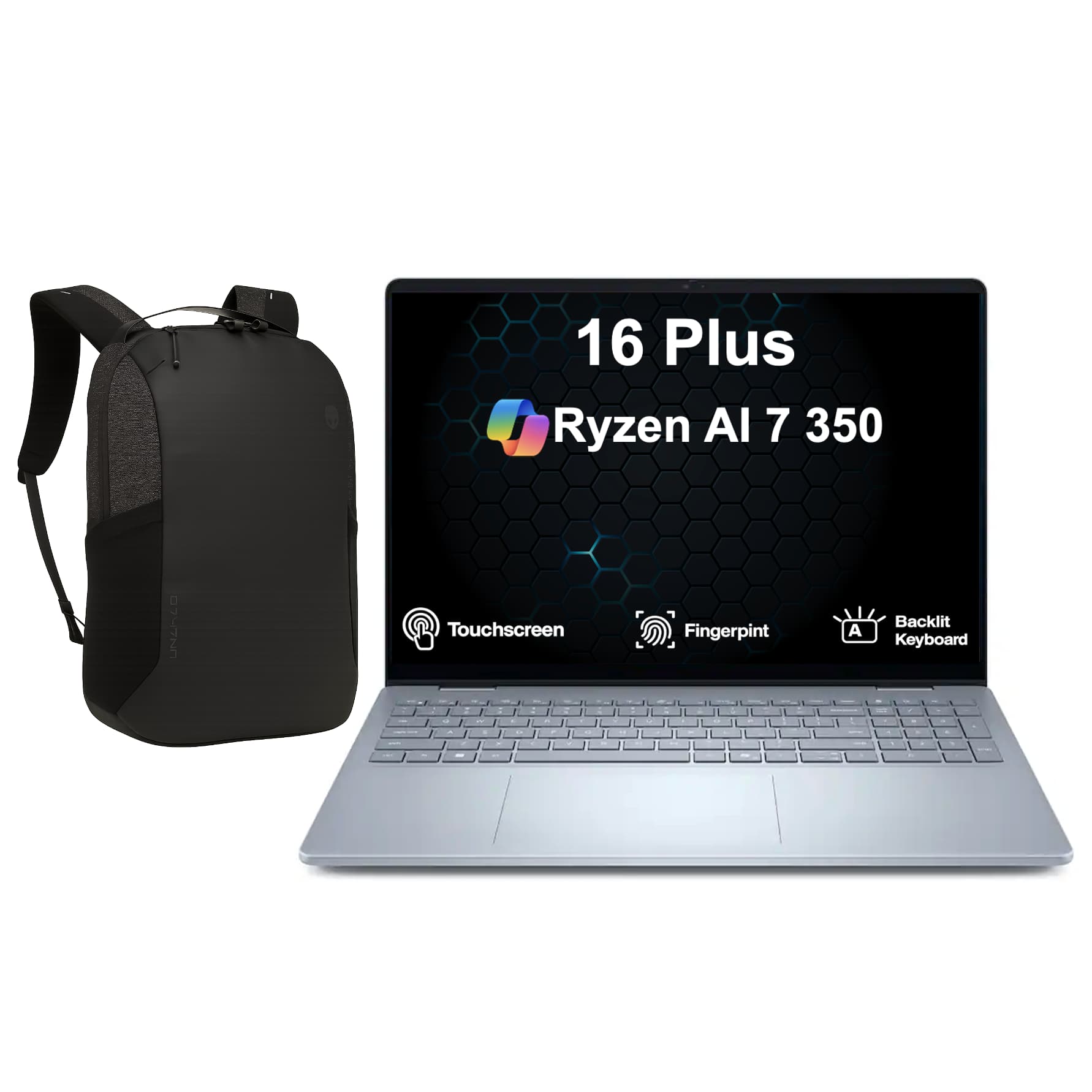 Dell - 16 Plus LDB16255 Laptop 16.0 WUXGA Display (Ryzen AI 7 350, 32GB, 2TB SSD, Win 11 Pro) w/17in Backpack - Ice Blue