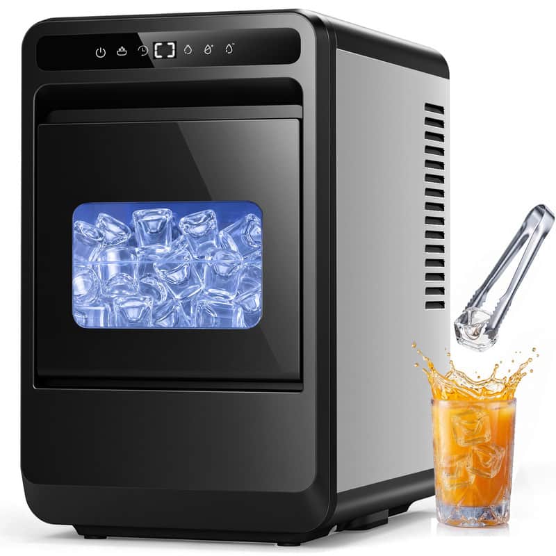 Etust - Countertop Ice Maker, 8PCS Clear Nugget Ice, 26lb/24h Ice Making Machine, Portable Ice Maker for Home Kitchen - Black