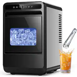 Etust - Countertop Ice Maker, 8PCS Clear Nugget Ice, 26lb/24h Ice Making Machine, Portable Ice Maker for Home Kitchen - Black
