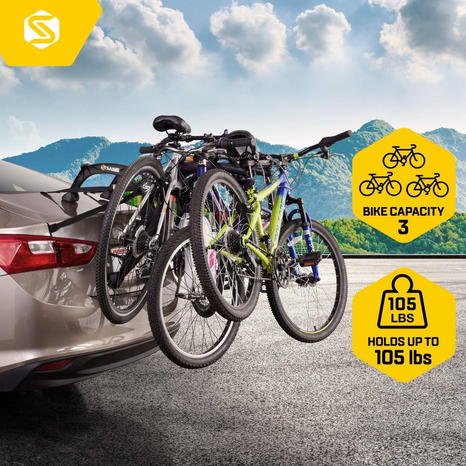 Saris Bike Capacity: 3  
Holds up to 105 lbs