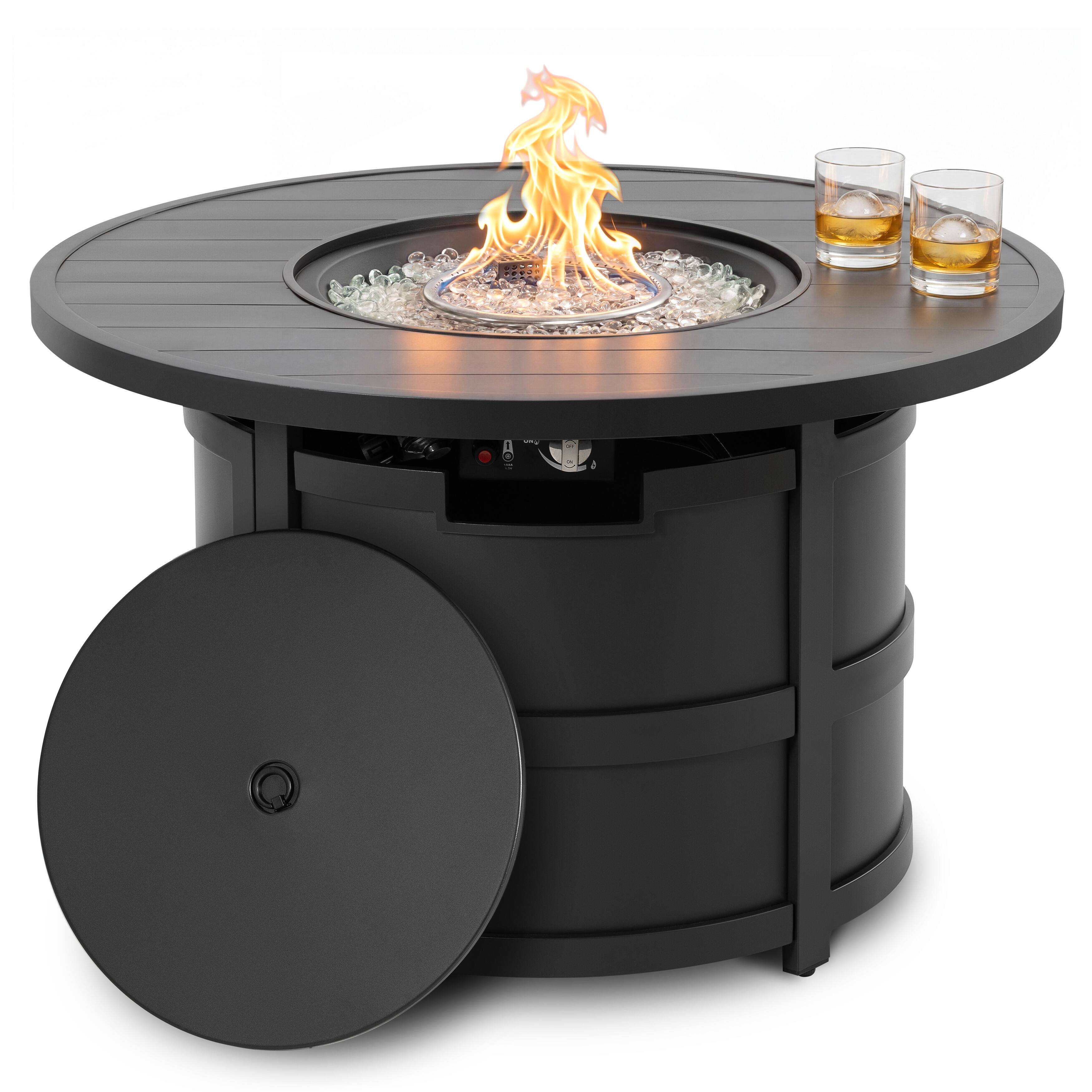 Nuu Garden - Outdoor 40 Inch Fire Pit Table, 50,000 BTU Fire Pit with Lid