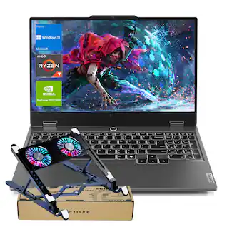 Lenovo - LOQ 15.6" FHD 144Hz Laptop - AMD Ryzen 7 250 with 64GB RAM - 1TB SSD - NVIDIA GeForce RTX 5050 - PCO Laptop Cooler - Gray