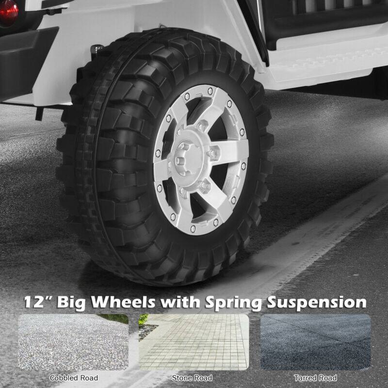 12" Big Wheels with Spring Suspension

Cobbled Road
Stone Road
Tarred Road