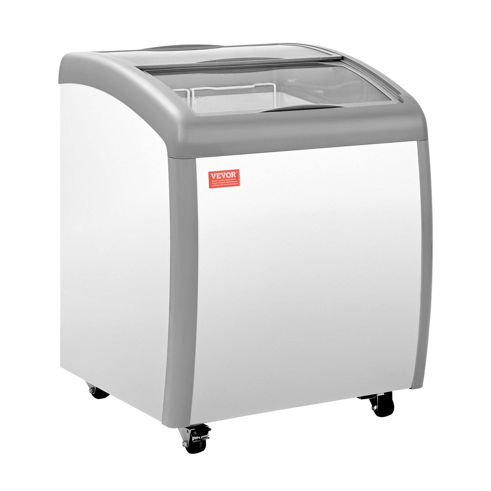 Alt View 5. VEVOR - Commercial Ice Cream Display Case, 5.4 Cu.ft Chest Freezer, -19 to 3℉ Temp Adjustable Mobile Top Deep Freezer - White.