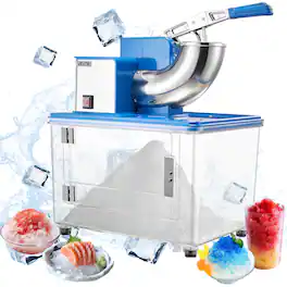 VEVOR - Commercial Ice Crusher 661LBS/H,350W Electric Snow Cone Machine with 4 Blades,2000RPM Stainless Steel Shaved Ice Machine - Blue