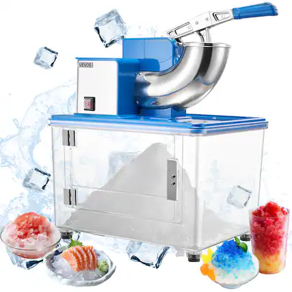 Front. VEVOR - Commercial Ice Crusher 661LBS/H,350W Electric Snow Cone Machine with 4 Blades,2000RPM Stainless Steel Shaved Ice Machine - Blue.