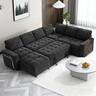 Dyonery - 102" 7 Seat L Shaped Sectional Sleeper Sofa Bed with Pull Out Bed, Adjustable Backrest,USB Ports,LED - Black