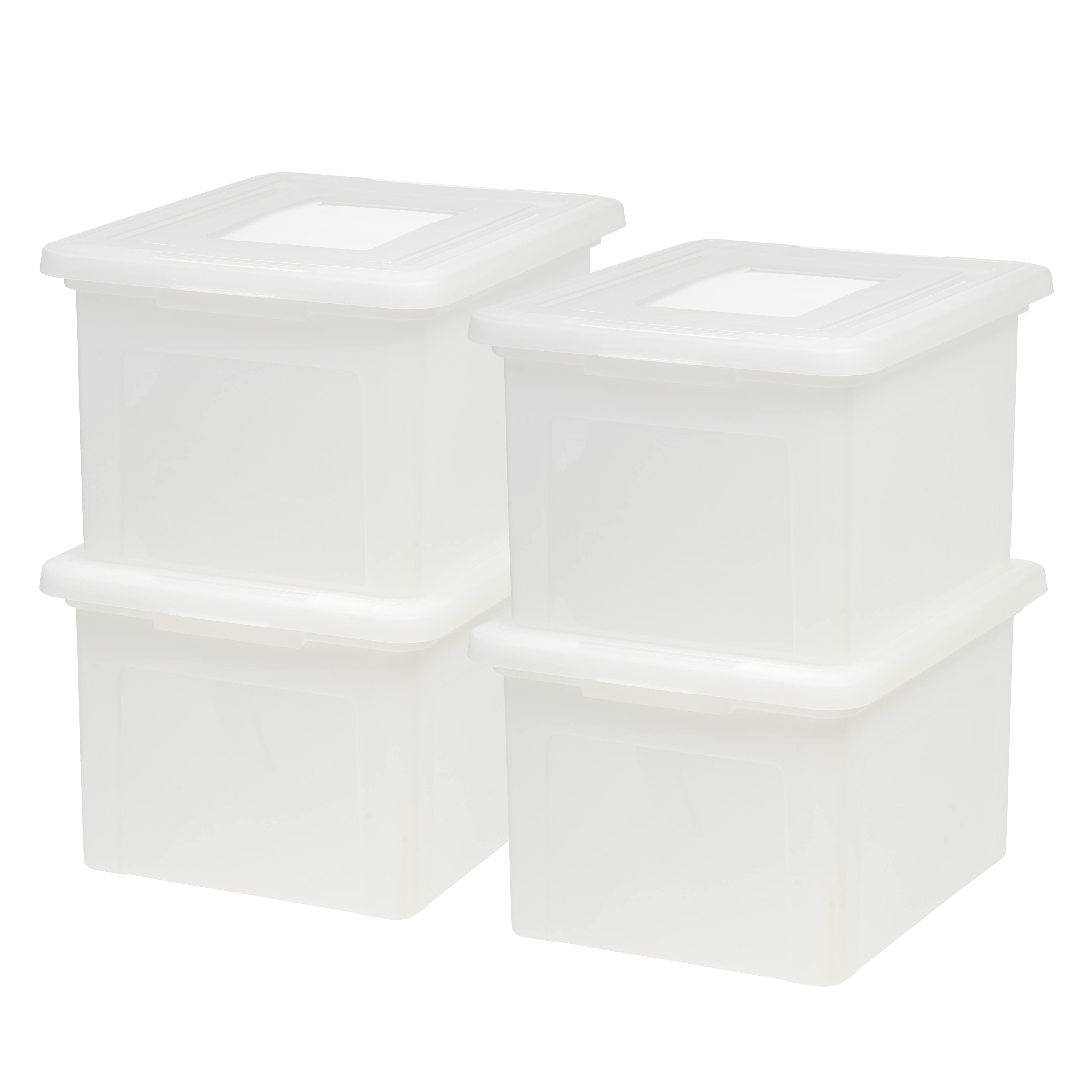 Front. IRIS USA - IRIS USA Letter Legal Size Plastic File Box, Home Organizing Storage Container - Pearl.
