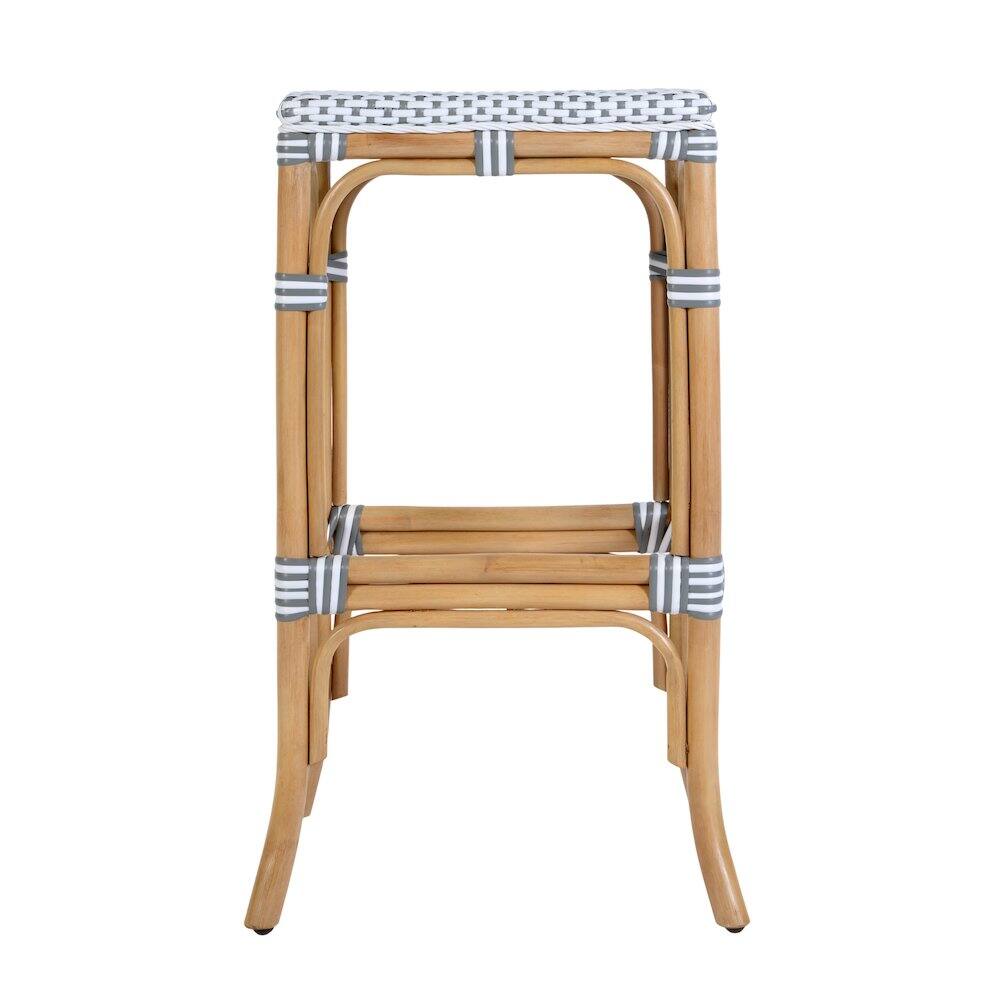 Left. Butler Specialty - Laguna 30.5 in. Seat Height Rectangular Rattan Backless Bar Stool White and Gray - White And Gray.