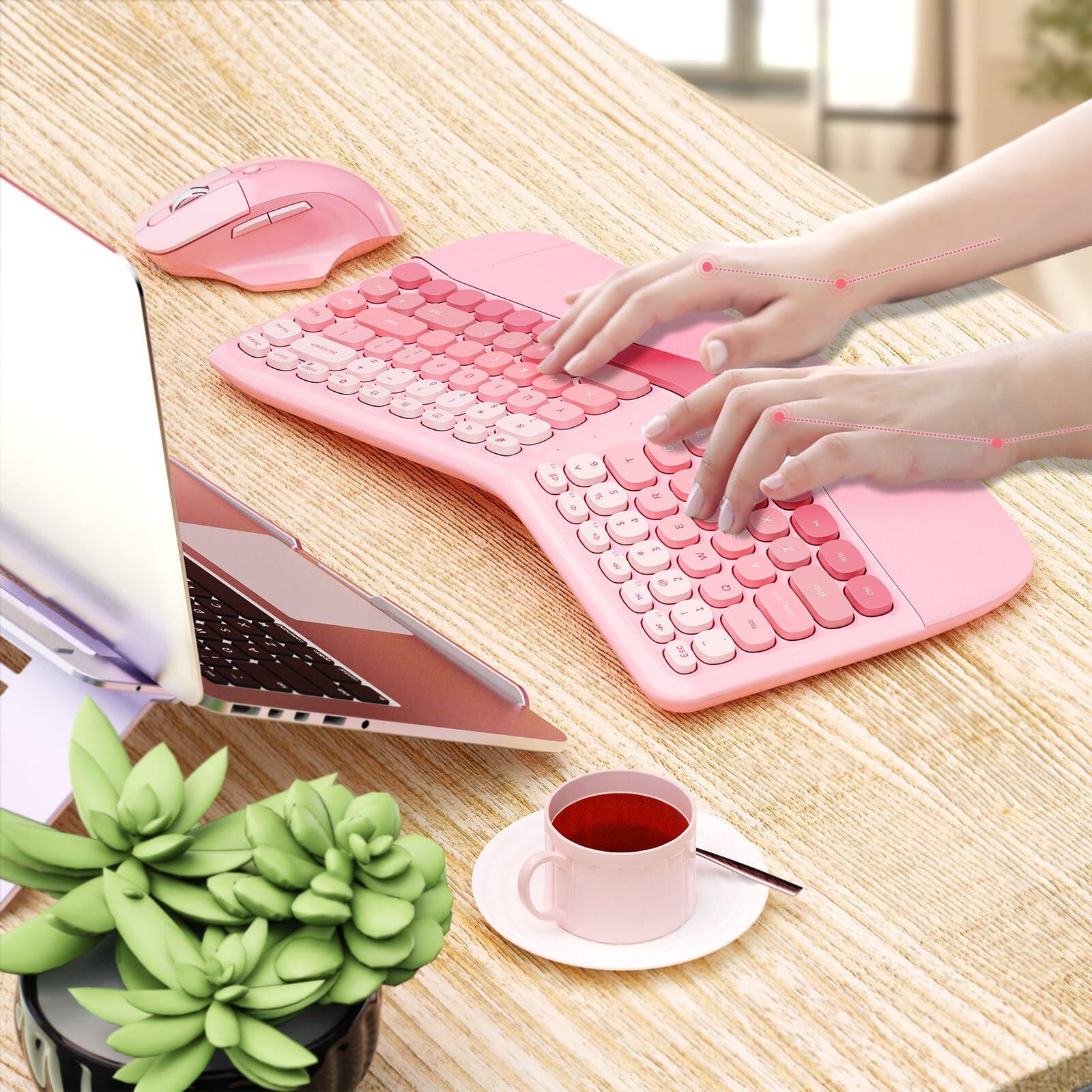 Alt View 3. VEGA AUTOMOTIVE - Wireless Mouse Mechanical Gaming Set With Wrist Rest Otg Brush Ideal For Windows Pc Home Office And College - Lovely Coffee.