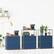 Angle. Malletson - Modern 3-Tier Modular Metal Sideboard, Storage Cabinet with 2 Drop-Down Doors for Home Office & Coffee Bar - Blue.