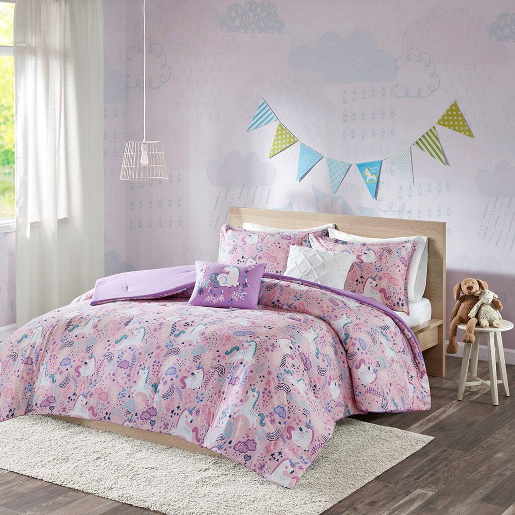 Alt View 4. Gracie Mills - Gracie Mills Glenda Magical Unicorn Dreams Cotton Comforter Set - Pink.