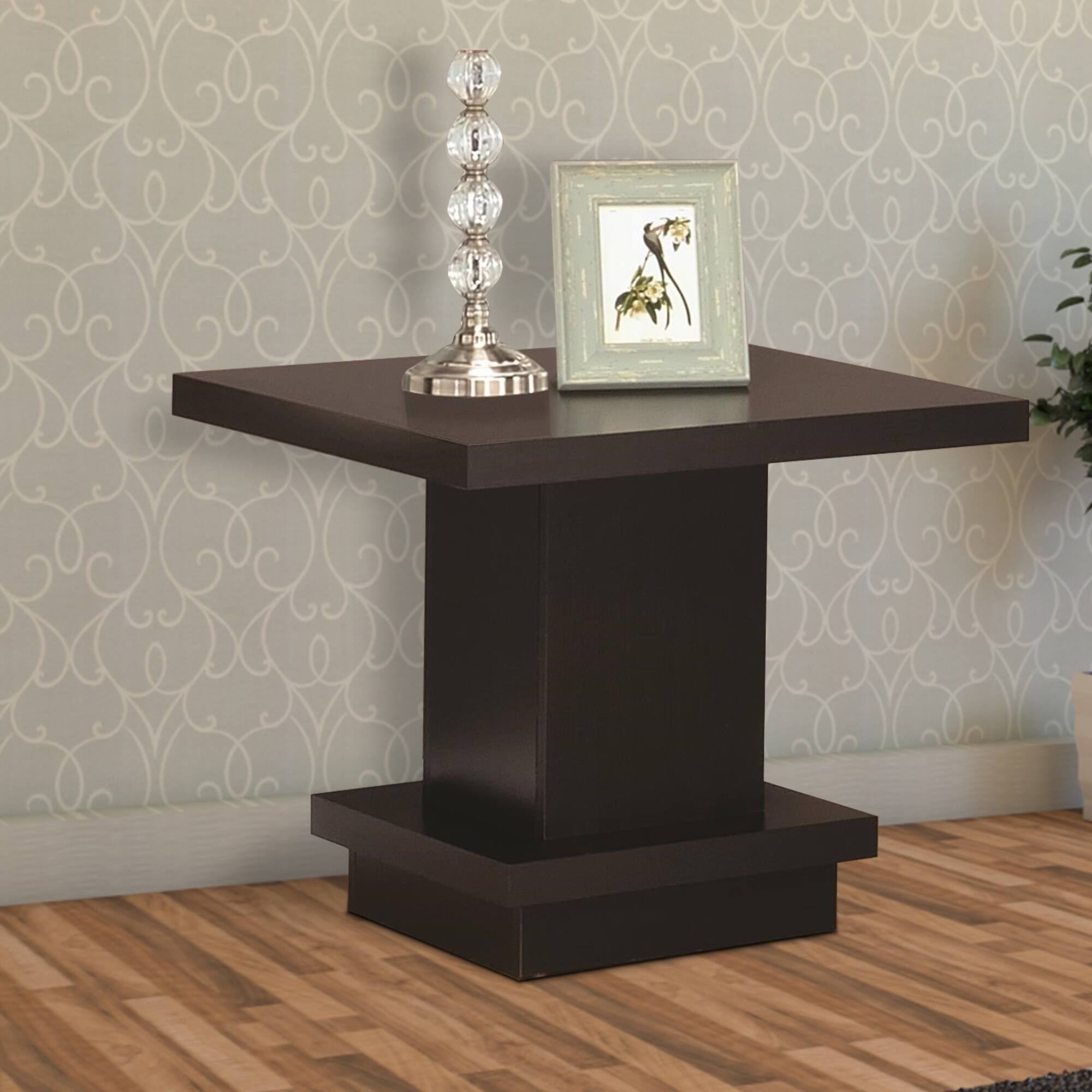 Alt View 2. Manhattan Lane - Contemporary End Table With Pedestal Base - Brown.