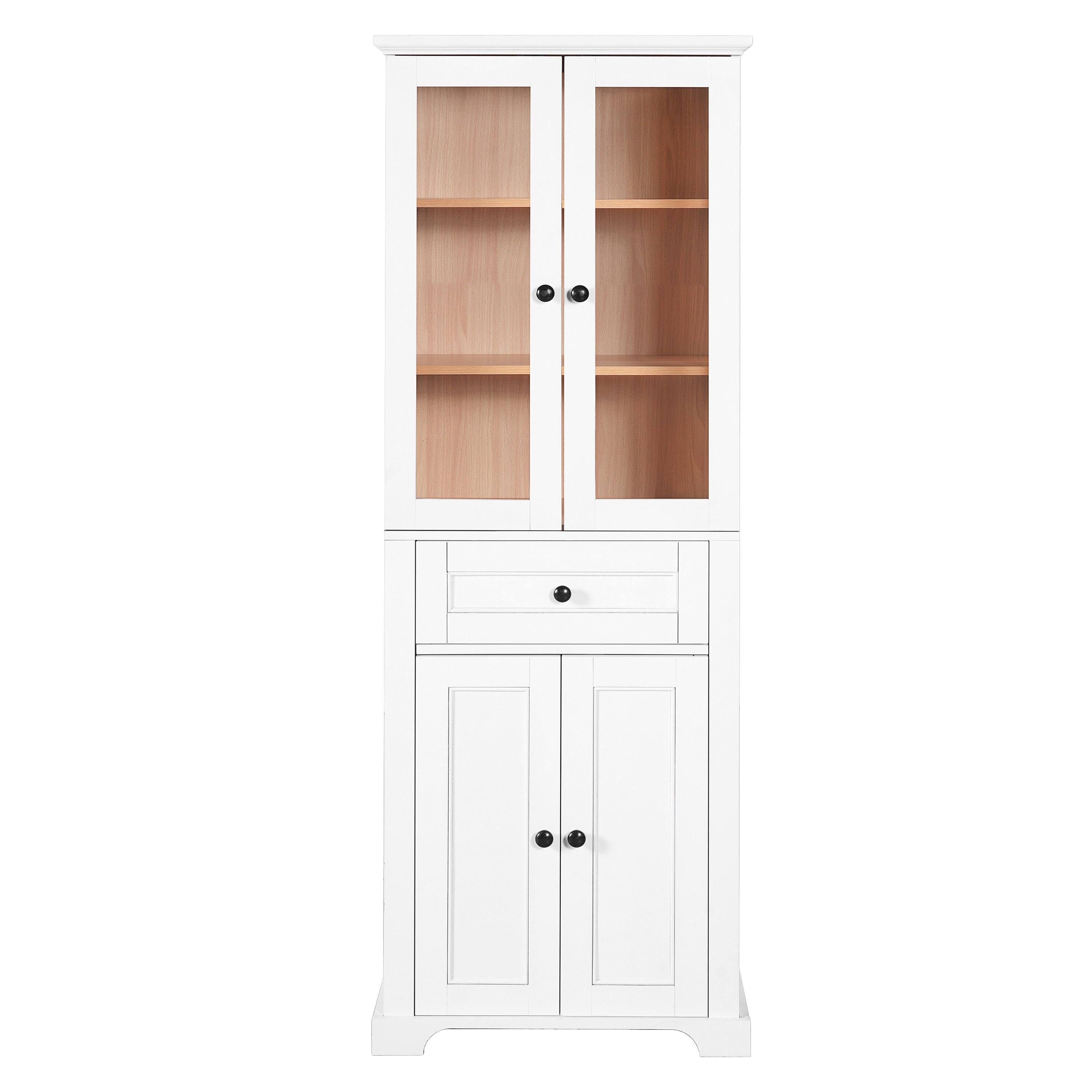 Alt View 8. Boyel Living - 67.2 Inch Tall Bathroom Storage Cabinet with Tempered Glass Doors Adjustable Shelves Drawer Soft Close Linen Tower - White.