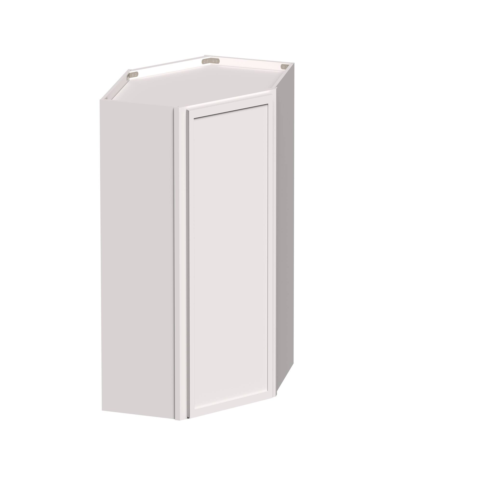 Angle. Boyel Living - 24-in W x 30-in H x 12-in D Slim Shaker RTA Kitchen Diagonal Corner Wall Cabinet with Soft-Close - Snow White.