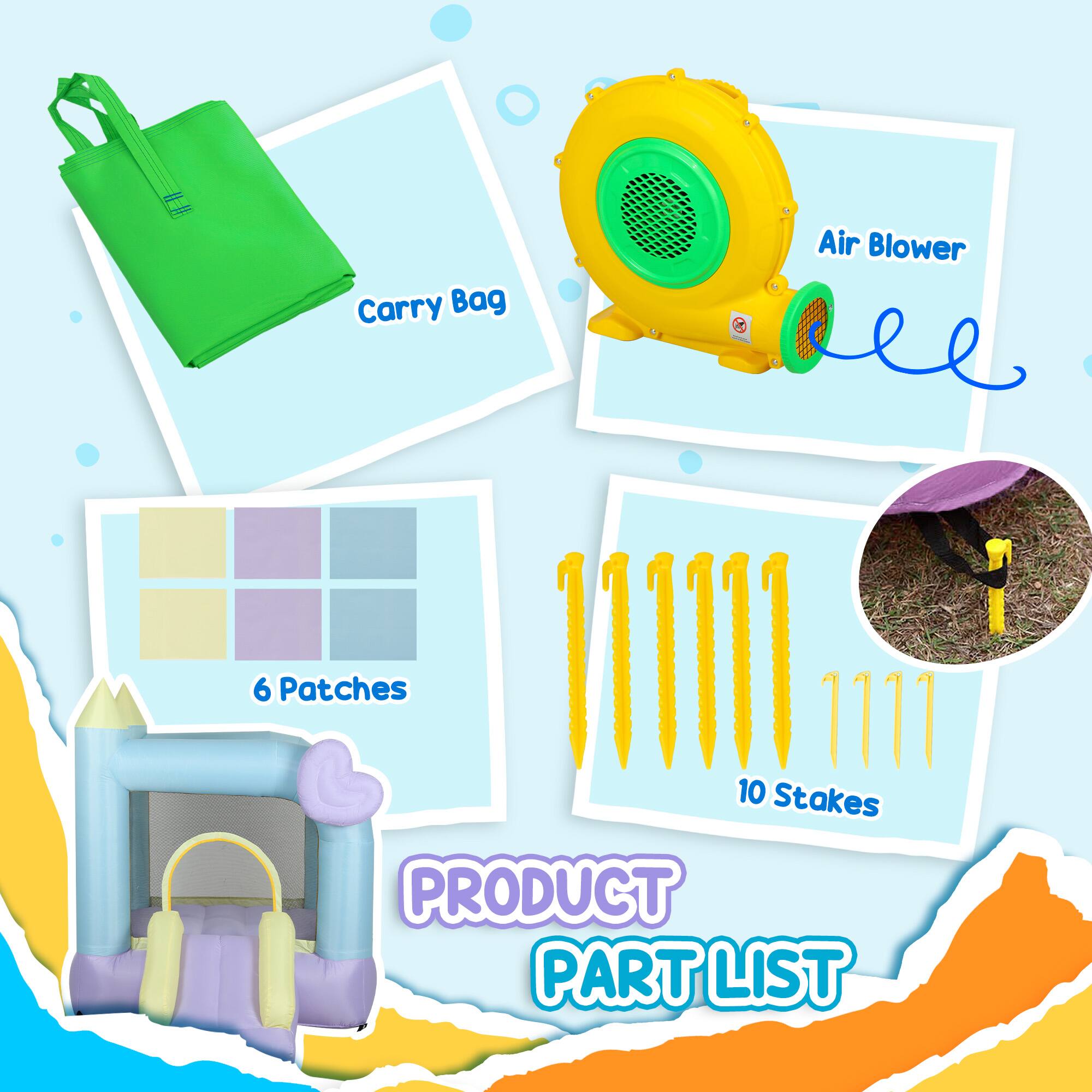 - Carry Bag
- Air Blower
- 6 Patches
- 10 Stakes

PRODUCT PART LIST
