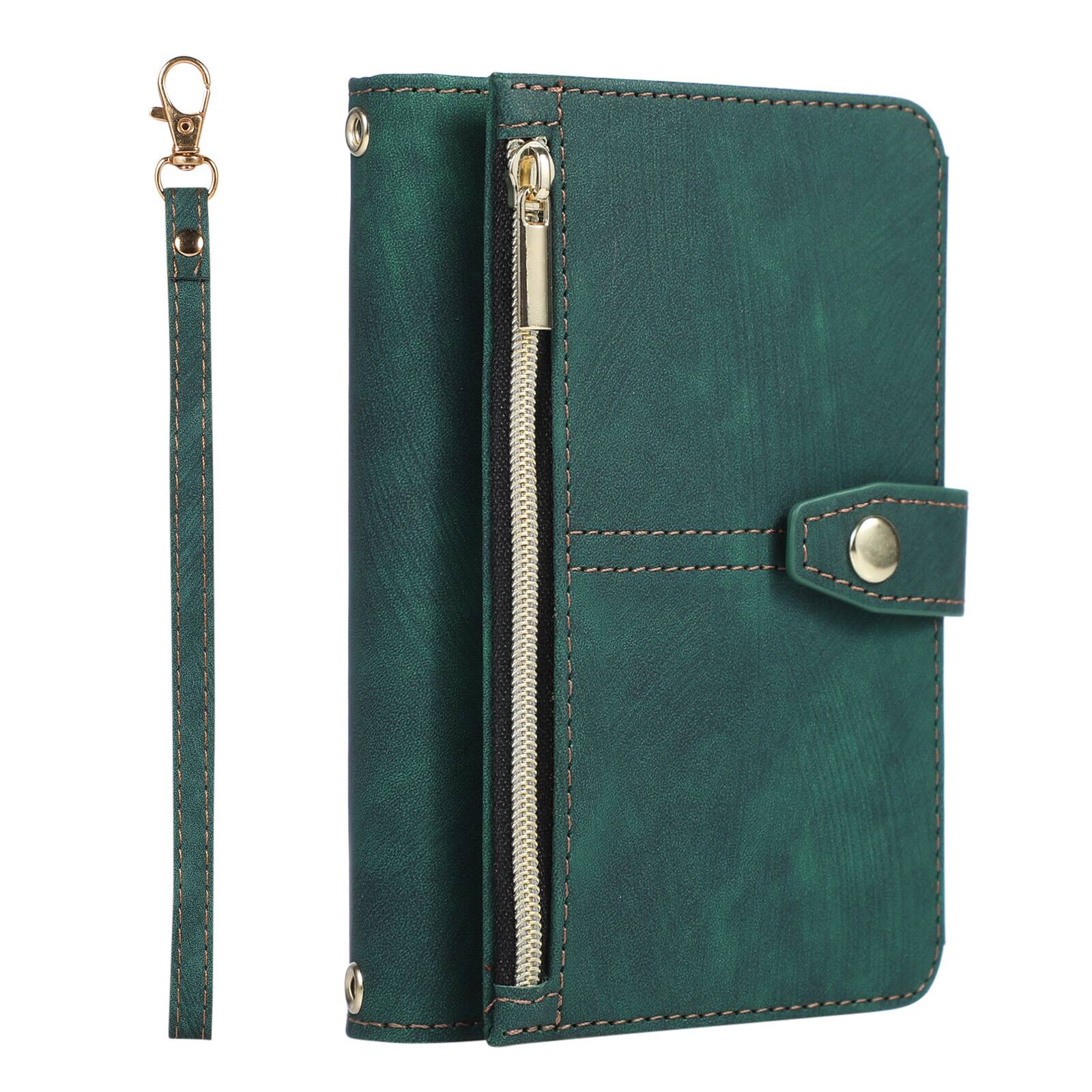 Alt View 3. Dteck - Flip Wallet Case for Apple iPhone Duo PU Leather Protective Cover with Zipper Pocket Wrist Strap Kickstand - Darkgreen.