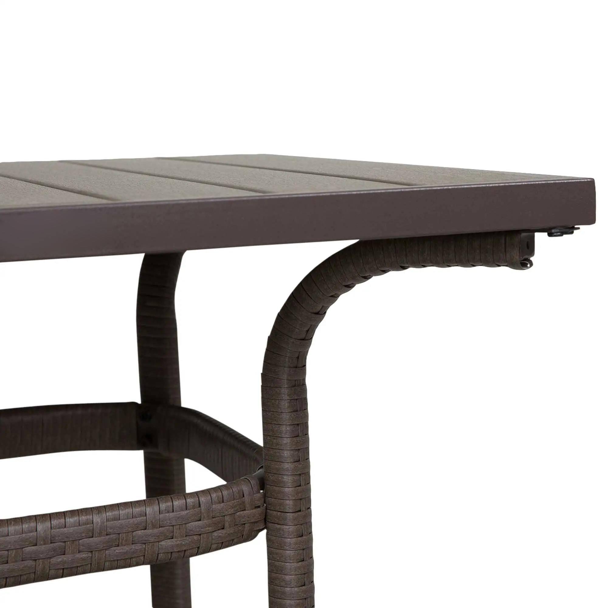 Alt View 2. Resenkos - Resenkos 3 PCS Rattan Wicker Bar Set, 1 Table And 2 Stools, Mixed Brown - Mixed Brown.