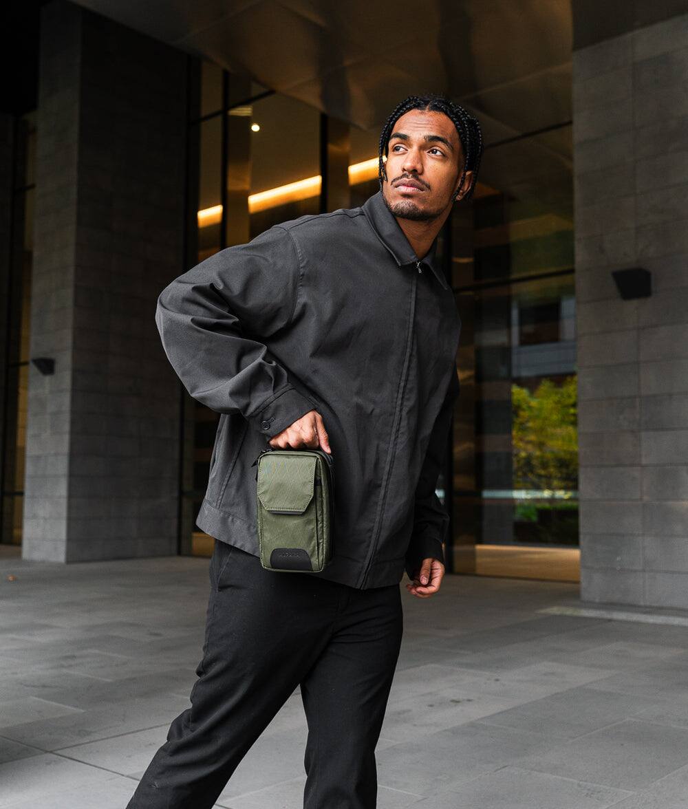 Alt View 9. ALPAKA - Modular Sling V2 MIini Sling Bag for Phone, Magnetic Quick Access, EDC Crossbody Bag with Adjustable Strap - Dark Green X-Pac VX21.