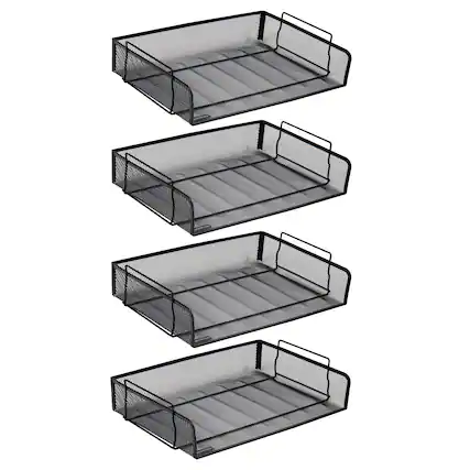 Front. Mind Reader - 4 Piece Set Stackable Metal - Black.