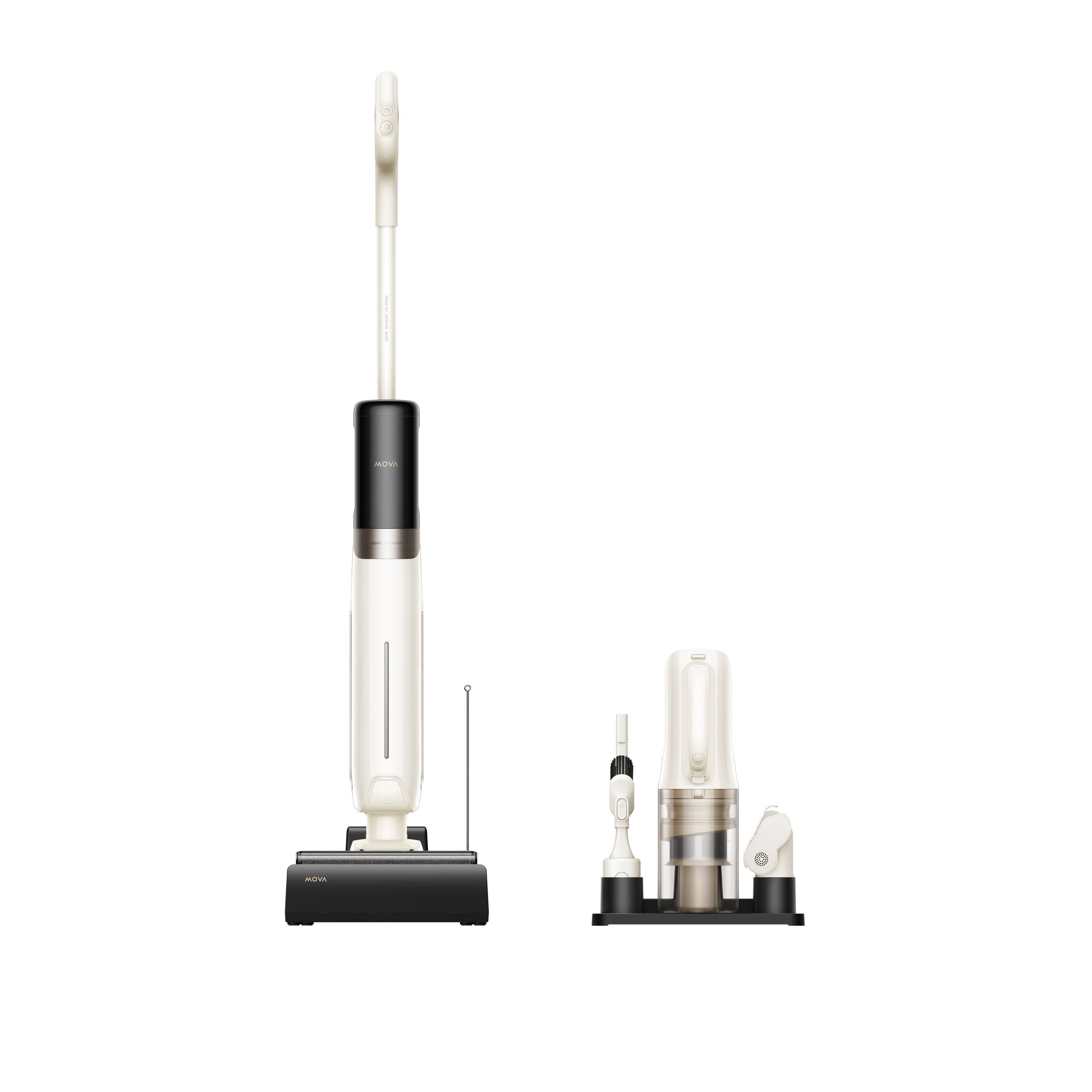 Angle. MOVA - K30 Mix Wet＆Dry Cordless 4in1 Vacuum Cleaner For Floor/Carpet,180°Flat Dual Edge Reach,Hot Air Drying,18bar Suction - White.